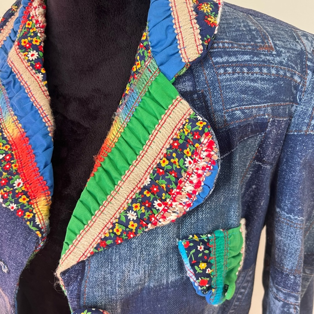 Colorful Patchwork Denim Jacket - image 6